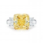 3 Stone Fancy Yellow Radiant Cut Diamond Ring