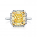 Fancy Yellow Cushion Cut Micro Pave Halo Diamond Ring