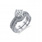 14K W SET RING 65RD 0.59CT