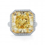 Fancy Yellow Radiant Cut Micro Pave Halo Diamond Ring
