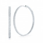 2 Row Round Diamond Hoop Earrings