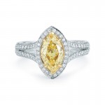 Fancy Yellow Marquise Pave Halo Diamond Ring