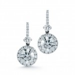 Round Halo Diamond Dangling Earrings