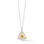 Fancy Yellow Trillion Halo Diamond Pendant