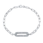 White Gold Paper Clip Chain Bracelet