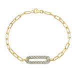 Yellow Gold Paper Clip Chain Bracelet