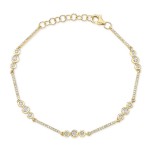 Yellow Gold Dainty Multi Bar Bracelet With Diamond Bezels