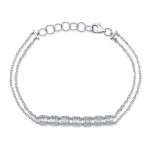 White Gold Dainty 7 Station Baguette Cluster Bracelet