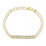 Yellow Gold Dainty 7 Station Baguette Cluster Bracelet