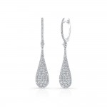 White Gold Pear Shaped Pave Drop Earrings