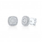 White Gold Cushion Cluster Earrings