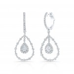 White Gold Layered Pear Shape Earrings