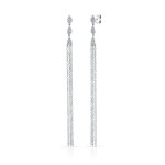 White Gold Pear Shaped Dangling Tassel Earrings