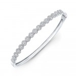 White Gold Round Diamond Halo Bangle