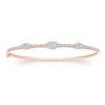 Rose Gold 3 Station Marquise Bangle