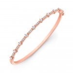 Rose Gold Prong Set Diamond Station Bangle