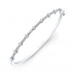 White Gold Prong Set Diamond Station Bangle
