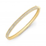 Yellow Gold Milgrain Channel Set Bangle