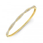 Yellow Gold Braided Pave Bangle