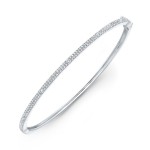 White Gold Embedded Diamonds Thin Pave Bangle