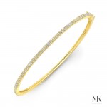 Yellow Gold Embedded Diamonds Thin Pave Bangle