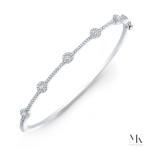 White Gold Stationed Round Halo Bangle