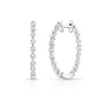 White Gold Premier Small Shared Single Prong Hoops