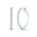 White Gold Premier Small Prong Set Round Hoops