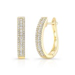 Yellow Gold Premier Small Channel Set Hoops
