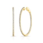 Yellow Gold Premier Large Prong Set Oval Hoops