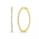Yellow Gold Premier Medium Shared Single Prong Hoops