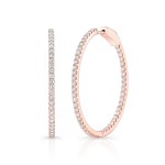 Rose Gold Premier Large Prong Set Round Hoops