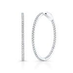 White Gold Premier Large Prong Set Round Hoops
