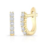 Yellow Gold Prong Set Mini Huggie Hoops