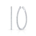 White Gold Prong Set Inside Out 1 1/2 Inch Oval Hoops