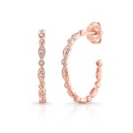 Rose Gold 3/4 Inch Milgrain Hoops
