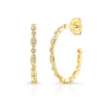 Yellow Gold 3/4 Inch Milgrain Hoops