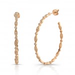 Rose Gold 1 1/4 Inch Milgrain Hoops