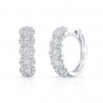 White Gold Overlapping Halo Huggie Hoops