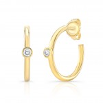 Yellow Gold Forevermark Diamond Bezel 1/2 Inch Hoops