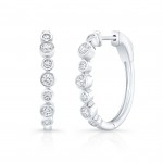 White Gold Forevermark Alternating Bezel 1 Inch Hoops