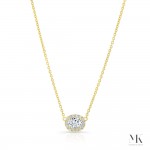 Yellow Gold .30 Ct Oval Halo Necklace