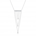 White Gold Three Tier Bar Necklace