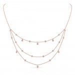Rose Gold Three Tier Dangling Diamond Necklace