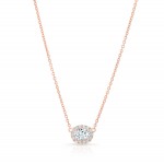 Rose Gold Forevermark .30 Ct Oval Halo Necklace