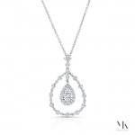 White Gold Layered Pear Shape Pendant