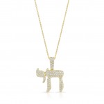 Yellow Gold Piety Pave Hai Pendant