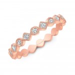 Rose Gold Alternating Round And Diamond Shape Stackable Band
