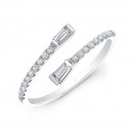 White Gold Bypass Tapered Baguette Ring