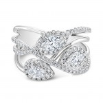 White Gold Forevermark Intertwining Pear Shape Halo Ring
